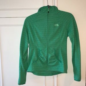 Women’s Green North Face Fleece Zip Up Hoodie